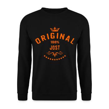 Maenner Vorname 100 Prozent Jost - RAHMENLOS - Unisex Pullover - Schwarz - Vorne - Alina (178cm) & Michal (187cm)