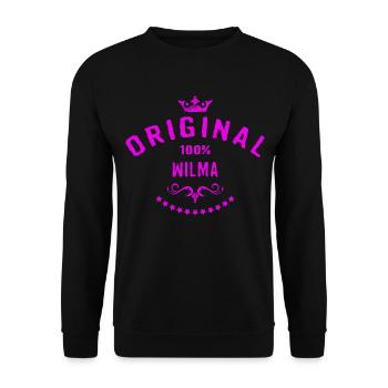 Frauen Vorname 100 Prozent Wilma - RAHMENLOS - Unisex Pullover - Schwarz - Vorne - Alina (178cm) & Michal (187cm)
