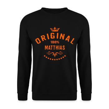 Maenner Vorname 100 Prozent Matthias - RAHMENLOS - Unisex Pullover - Schwarz - Vorne - Alina (178cm) & Michal (187cm)