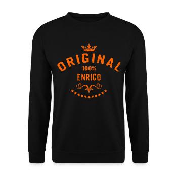 Maenner Vorname 100 Prozent Enrico - RAHMENLOS - Unisex Pullover - Schwarz - Vorne - Alina (178cm) & Michal (187cm)