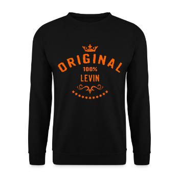 Maenner Vorname 100 Prozent Levin - RAHMENLOS - Unisex Pullover - Schwarz - Vorne - Alina (178cm) & Michal (187cm)