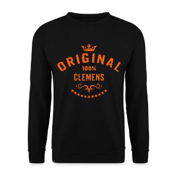 Maenner Vorname 100 Prozent Clemens - RAHMENLOS - Unisex Pullover - Schwarz - Vorne - Alina (178cm) & Michal (187cm)