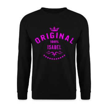 Frauen Vorname 100 Prozent Isabel - RAHMENLOS - Unisex Pullover - Schwarz - Vorne - Alina (178cm) & Michal (187cm)