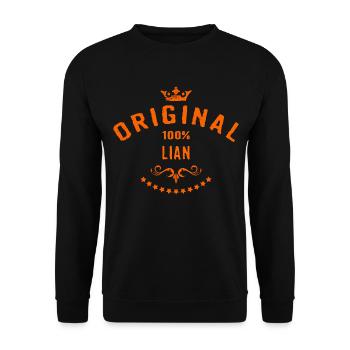 Maenner Vorname 100 Prozent Lian - RAHMENLOS - Unisex Pullover - Schwarz - Vorne - Alina (178cm) & Michal (187cm)