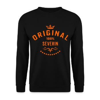 Maenner Vorname 100 Prozent Severin - RAHMENLOS - Unisex Pullover - Schwarz - Vorne - Alina (178cm) & Michal (187cm)