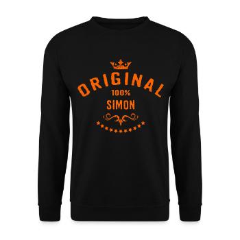 Maenner Vorname 100 Prozent Simon - RAHMENLOS - Unisex Pullover - Schwarz - Vorne - Alina (178cm) & Michal (187cm)