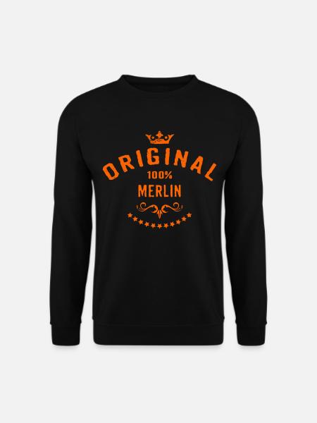 Maenner Vorname 100 Prozent Merlin - RAHMENLOS - Unisex Pullover - Schwarz