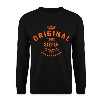 Maenner Vorname 100 Prozent Stefan - RAHMENLOS - Unisex Pullover - Schwarz - Vorne - Alina (178cm) & Michal (187cm)