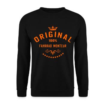 Original 100 Prozent Fahrrad Monteur - RAHMENLOS - Unisex Pullover - Schwarz - Vorne - Alina (178cm) & Michal (187cm)