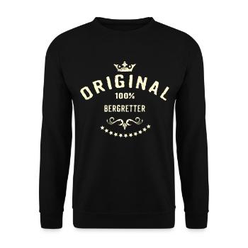 Original 100 Prozent Bergretter - RAHMENLOS creme - Unisex Pullover - Schwarz - Vorne - Alina (178cm) & Michal (187cm)