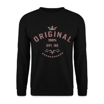Original 100 Prozent Dipl Ing - RAHMENLOS red - Unisex Pullover - Schwarz - Vorne - Alina (178cm) & Michal (187cm)