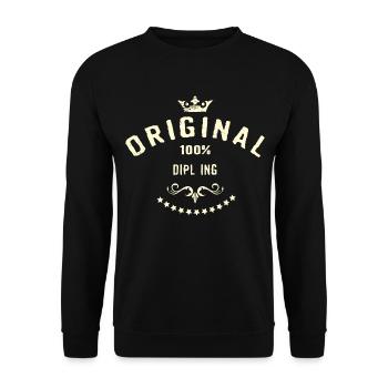 Original 100 Prozent Dipl Ing - RAHMENLOS creme - Unisex Pullover - Schwarz - Vorne - Alina (178cm) & Michal (187cm)