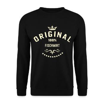 Original 100 Prozent Fischwirt - RAHMENLOS creme - Unisex Pullover - Schwarz - Vorne - Alina (178cm) & Michal (187cm)