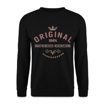 Original 100 Prozent Industriemeister - Unisex Pullover - Schwarz - Vorne - Alina (178cm) & Michal (187cm)