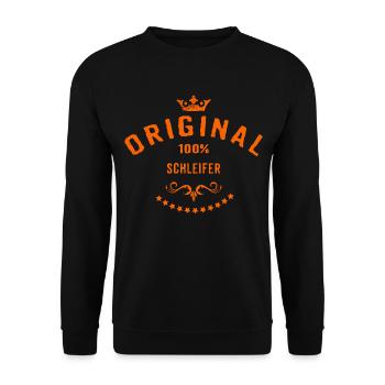 Original 100 Prozent Schleifer - RAHMENLOS Beruf - Unisex Pullover - Schwarz - Vorne - Alina (178cm) & Michal (187cm)