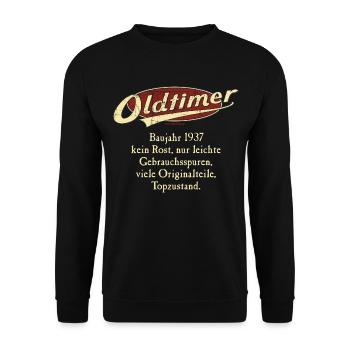 BD - Oldtimer Baujahr Jahrgang 1937 retro red - Unisex Pullover - Schwarz - Vorne - Alina (178cm) & Michal (187cm)
