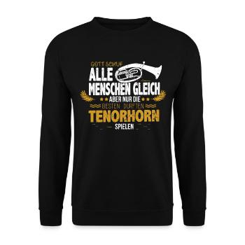 Tenorhornist Musikverein - Tenorhorn spielen - Unisex Pullover - Schwarz - Vorne - Alina (178cm) & Michal (187cm)