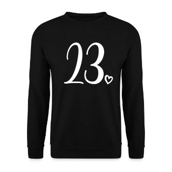 Süße Nummer 23, 23 Jahre alt, Geschenk zum 23. Geburtstag - Unisex Pullover - Schwarz - Vorne - Alina (178cm) & Michal (187cm)