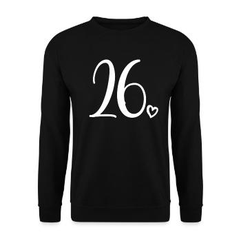Süße Nummer 26, 26 Jahre alt, Geschenk zum 26. Geburtstag - Unisex Pullover - Schwarz - Vorne - Alina (178cm) & Michal (187cm)