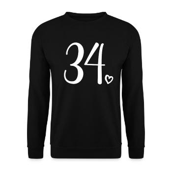 Niedliche Nummer 34, 34 Jahre alt, 34. Geburtstagsgeschenk - Unisex Pullover - Schwarz - Vorne - Alina (178cm) & Michal (187cm)