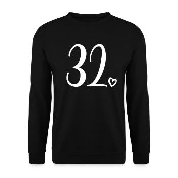 Numéro mignon 32, 32 ans, 32e cadeau d'anniversaire - Sweat-shirt Unisexe - noir - Devant - Alina (178cm) & Michal (187cm)