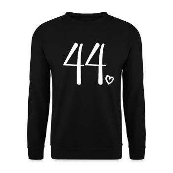 Süße Nummer 44, 44 Jahre alt, Geschenk zum 44. Geburtstag - Unisex Pullover - Schwarz - Vorne - Alina (178cm) & Michal (187cm)