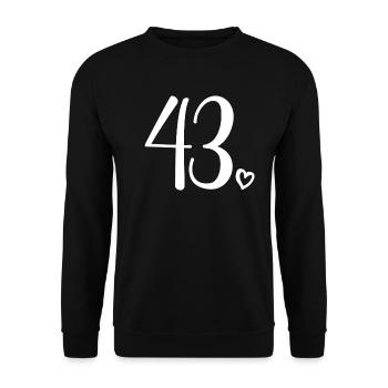 Süße Nummer 43, 43 Jahre alt, Geschenk zum 43. Geburtstag - Unisex Pullover - Schwarz - Vorne - Alina (178cm) & Michal (187cm)