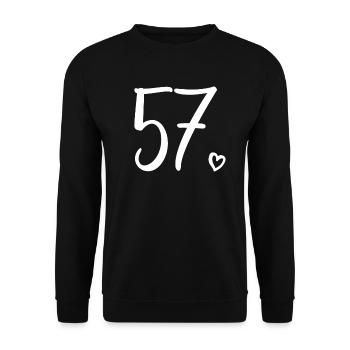 Mignon numéro 57, 57 ans, cadeau de 57e anniversaire - Sweat-shirt Unisexe - noir - Devant - Alina (178cm) & Michal (187cm)