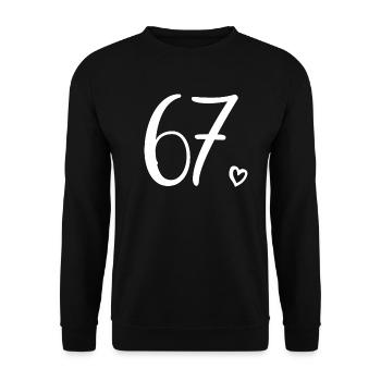 Cute Number 67, 67 Years Old, 67th Birthday Gift - Unisex Sweatshirt - black - Front - Alina (178cm) & Michal (187cm)