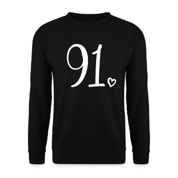 Süße Nummer 91, 91 Jahre alt, 91. Geburtstag Geschenk - Unisex Pullover - Schwarz - Vorne - Alina (178cm) & Michal (187cm)