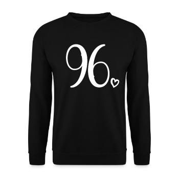 Süße Nummer 96, 96 Jahre alt, Geschenk zum 96. Geburtstag - Unisex Pullover - Schwarz - Vorne - Alina (178cm) & Michal (187cm)