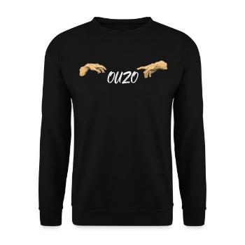 Ouzo disant pour les Grecs Un ouzo par jour - Sweat-shirt Unisexe - noir - Devant - Alina (178cm) & Michal (187cm)