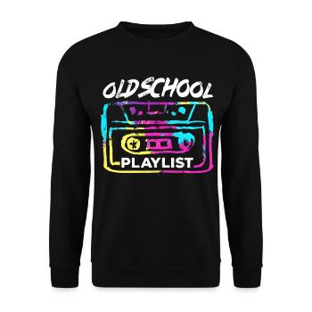 Old-School-Playlist - Unisex Pullover - Schwarz - Vorne - Alina (178cm) & Michal (187cm)