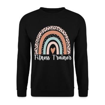 Fitness Trainer Rainbow Leopard Funny Fitness - Unisex Sweatshirt - black - Front - Alina (178cm) & Michal (187cm)