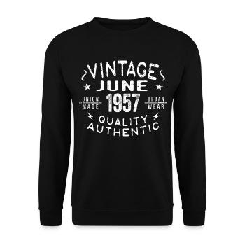 1957 June 1957 Anniversary June 1957 June Birthday - Unisex Sweatshirt - black - Front - Alina (178cm) & Michal (187cm)