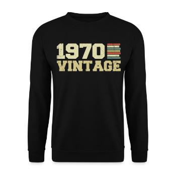 1970 Geburtstagsgeschenk 1970 Vintage 1970er Jahre Geschenk - Unisex Pullover - Schwarz - Vorne - Alina (178cm) & Michal (187cm)