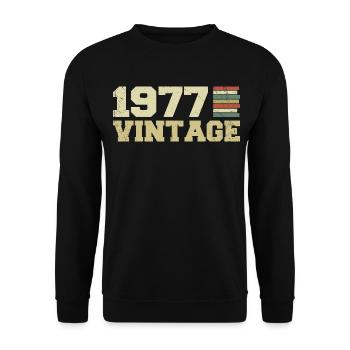 1977 Geburtstagsgeschenk 1977 Jahrgang 1977 Geschenk - Unisex Pullover - Schwarz - Vorne - Alina (178cm) & Michal (187cm)