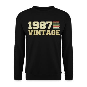 1987 Geburtstagsgeschenk 1987 Jahrgang 1987 Geschenk - Unisex Pullover - Schwarz - Vorne - Alina (178cm) & Michal (187cm)