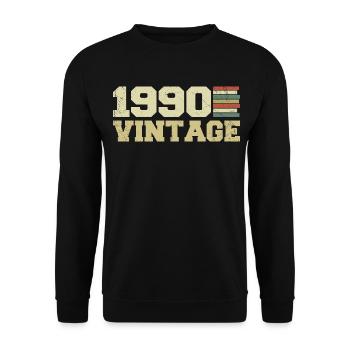 1990 Geburtstagsgeschenk 1990 Jahrgang 1990 Geschenk - Unisex Pullover - Schwarz - Vorne - Alina (178cm) & Michal (187cm)