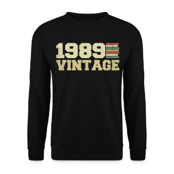 1989 Geburtstagsgeschenk 1989 Jahrgang 1989 Geschenk - Unisex Pullover - Schwarz - Vorne - Alina (178cm) & Michal (187cm)