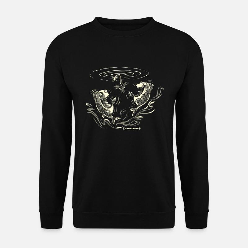Angel Designs RAHMENLOS Lachfische - Unisex Pullover - Schwarz