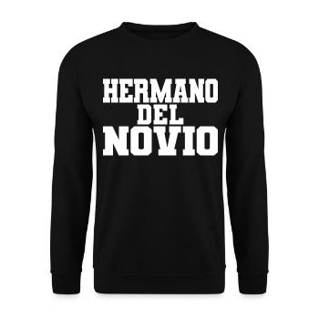 Hermano del Novio Groom's Brother Wedding Gift - Unisex Sweatshirt - black - Front - Alina (178cm) & Michal (187cm)