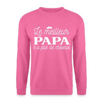 Cheveux Chauve Calvitie humour Papa Père - Sweat-shirt Unisexe - rose - Devant