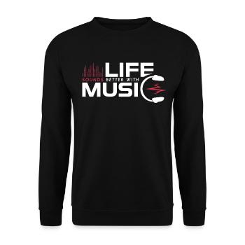 Life Sounds Better With Music - Sweat-shirt Unisexe - noir - Devant - Alina (178cm) & Michal (187cm)