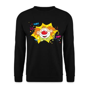 Karneval Clown Bunt RAHMENLOS Geschenk Fasching - Unisex Pullover - Schwarz - Vorne - Alina (178cm) & Michal (187cm)