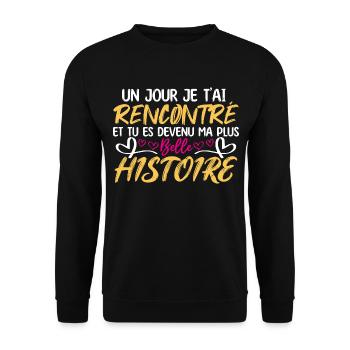 Amour Cadeau Copine et Copain en couple Valentin ! - Sweat-shirt Unisexe - noir - Devant - Alina (178cm) & Michal (187cm)