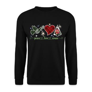 FRIEDEN LIEBE WEIHNACHTEN - Unisex Pullover - Schwarz - Vorne - Alina (178cm) & Michal (187cm)