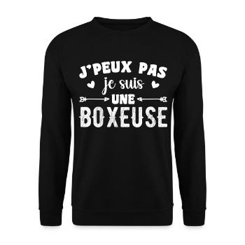 Ich kann nicht, ich bin Boxer - Unisex Pullover - Schwarz - Vorne - Alina (178cm) & Michal (187cm)