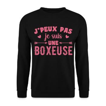 Ich kann nicht, ich bin Boxer - Unisex Pullover - Schwarz - Vorne - Alina (178cm) & Michal (187cm)