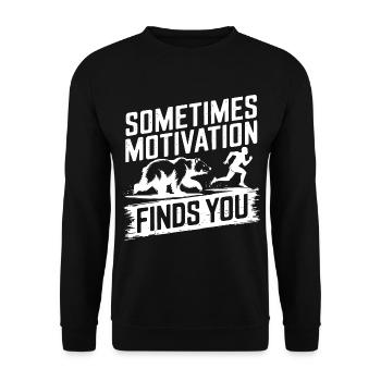 Sometimes motivation finds you! Race Jogging - Unisex Sweatshirt - black - Front - Alina (178cm) & Michal (187cm)